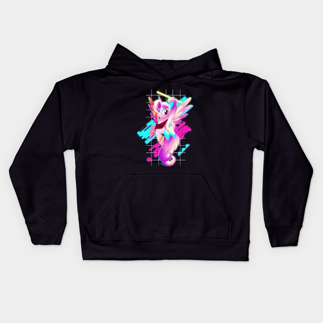 Synthwave Princess Cadance Kids Hoodie by Ilona's Store